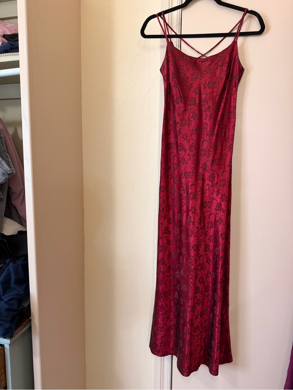 Steppin' Out Burgundy Floral Satin Slip Dress